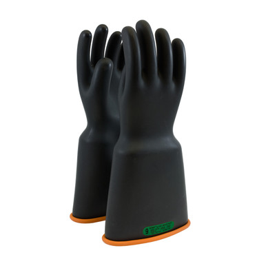 Black 12 NOVAX Insulating Glove, Class 3, 16 In., Blk./Orn., Bell Cuff Novax Rubber Insulating Gloves 1 Pair 159-3-16/12