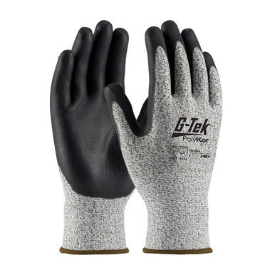 Salt & Pepper XXL G-Tek PolyKor, S&P 13G Blend Shell, Black Nitrile Foam Coating, A2 Gloves with PolyKor Fiber 1 Dozen 16-334/XXL