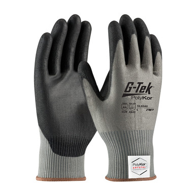 Gray L G-Tek PolyKor Xrystal, S&P Blended 13 Gauge, Polyurethane Grip, A4 Gloves with PolyKor Fiber 1 Dozen 16-X540/L