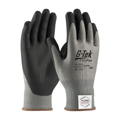 Gray M G-Tek PolyKor Xrystal, S&P Blended 13G, Blk NeoFoam, Thumb Crotch, A4 Gloves with PolyKor Fiber 1 Dozen 16-X575/M