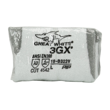 White XL Great White 3GX Dyneema Diamond,13G White Shell, Gray PU Grip, Vend Pk Gloves made with Dyneema 1 Pair 19-D322V/XL
