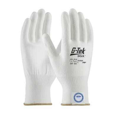 White M G-Tek 3GX Dyneema Diamond,13G White Shell, White PU Smooth Grip, A3 Gloves made with Dyneema 1 Dozen 19-D325/M