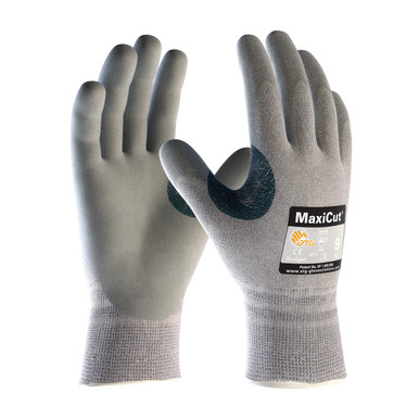 Gray XXL MaxiCut Gray Dyneema/Eng Yrn Shell, Gray Nitrile MicroFoam Grip, A4 Gloves for Cut Protection by ATG 1 Dozen 19-D470/XXL