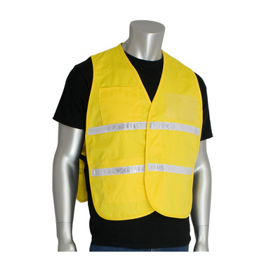 Yellow 2X-3X Non-ANSI IC Vest, Ylw, Poly/Cotton, H&L Closure, 1in. White Gloss Tape Hi-Visibility Vest 300-2510/2X-3X