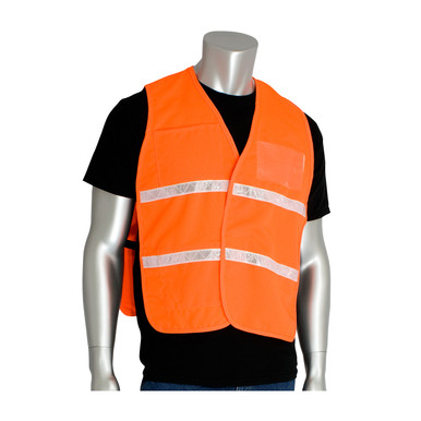 Hi-Vis Orange M-XL Non-ANSI IC Vest, HVO, Poly/Cotton, H&L Closure, 1in. White Gloss Tape Hi-Visibility Vest 300-2512/M-XL
