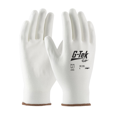 White S G-Tek GP, White 13G Nylon Shell, White PU Coated Smooth Grip Seamless Knits for General Duty 1 Dozen 33-125/S