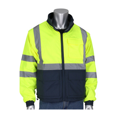 Hi-Vis Yellow 3X Mult-Funtion Reversible 4-in-1,Hi Vis/Grey Type R Class 3 LtWt Jacket Hi-Visibility Jacket 333-1500-R/3X