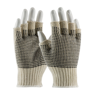Natural S Cotton/Polyester, 7G Reg Wgt, One Side Blk. Dot, Fingerless Seamless Knits for General Duty 1 Dozen 37-C119PD/S