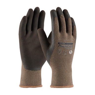 Brown XL PowerGrab Premium, Brown 10G Cotton /Poly Shell, Latex MicroFinish Grip Latex Coated Seamless Knits 1 Dozen 39-C1500/XL
