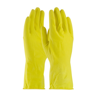 Yellow S Assurance Unsupport Latex, Ylw., 16 Mil, 12 Inch, Flocked, Honeycomb Unsupported Latex Gloves 1 Dozen 48-L160Y/S