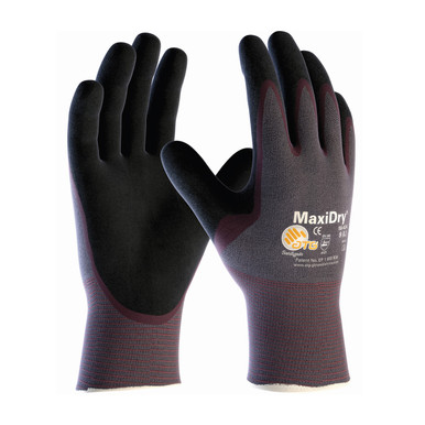 Purple XL MaxiDry, Gry. Nylon Shell, Prpl./ Blk. Nitrile Non-Slip Palm Coat Seamless Knits for General Duty 1 Dozen 56-424/XL