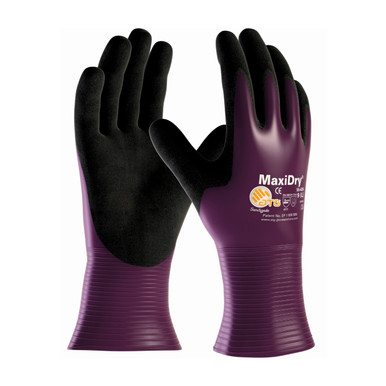 Purple M MaxiDry by ATG, Drivers Style, Prpl./Blk. Nitrile Non-Slip Seamless Knits for General Duty 1 Dozen 56-426/M