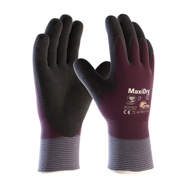 Purple XXL MaxiDry Zero by ATG, 15G Nylon with Thermal Liner, DD w/ MicroFoam Grip Insulated Coated Gloves 1 Pair 56-451/XXL