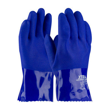 Blue M XtraTuff, Oil Resistant Supported PVC, Bl., Rough Coated, 10 Inch Coated Supported Gloves 1 Dozen 58-8655/M