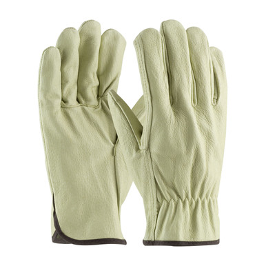 Natural S Top Grain Pigskin Leather Drivers, Economy Grade, Straight Thumb Unlined Leather Driver's Gloves 1 Dozen 70-301/S