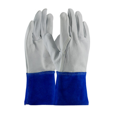 Gray XS Mig Tig, Top Grain Goatskin, Split Leather GT Cuff, Sewn w/Kevlar Welder's and Foundry Gloves 1 Dozen 75-4854/XS