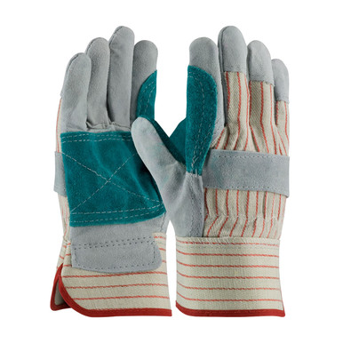 Gray M Econ Series, B/C Shoulder, Gry./ Red, Rubber SC, Jointed Inner Palm Split Leather Palm 1 Dozen 85-7512J/M