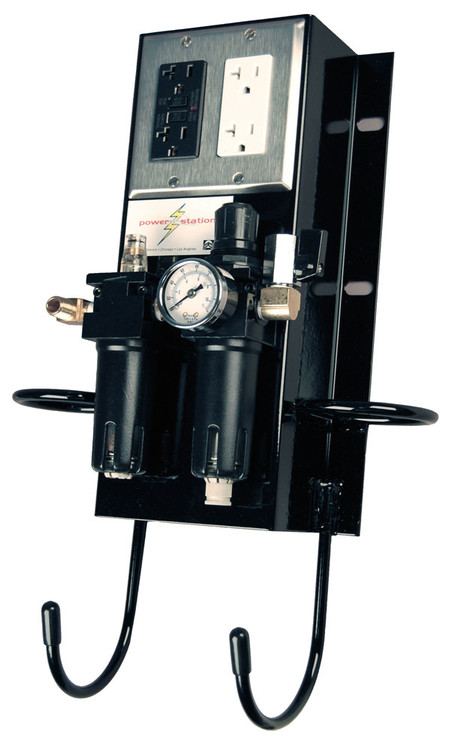 SVI Inc. BH-7070-K Compressed Air Line and Electrical Power Outlet Station - Black Casing