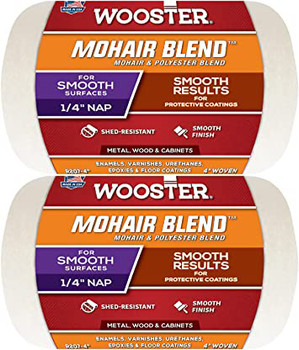 Wooster Genuine 4" Mohair Blend 1/4" Nap Roller Cover 2-Pack, R207-4-2PK