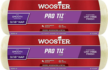 Wooster Genuine 9" Pro Tiz 3/16" Nap Foam Roller Cover 2-Pack, R265-9-2PK