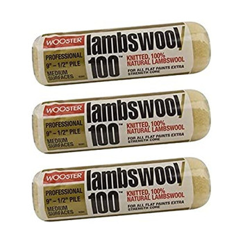 Wooster Genuine 9" Lambswool 100 1/2" Nap 3-Pack Roller Cover - R291-9-3PK