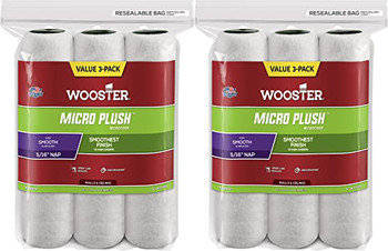 Wooster Genuine 9" Micro Plush 5/16" Nap 2 Sets Of 3-Pack Roller Cover # R335-9-2PK