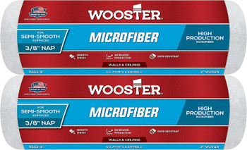 Wooster Genuine 9" Microfiber 3/8" Nap Roller Cover 2-Pack, R523-9-2PK