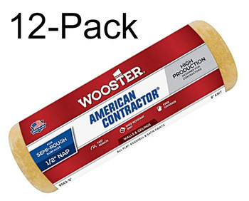 Wooster Genuine 9" American Contractor 1/2" Nap Roller Cover 12-Pack # R563-9-12PK
