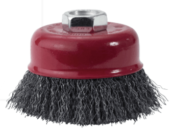 4" Crimped Cup Carbon Steel Wire Brush .14 Wire & 5/8-11" S Carbon Wire Brush