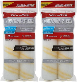 Wooster 6.5" Jumbo-Koter Pro/Doo-Z FTP 3/8" Nap Closed-End 2 Sets Of 2-Pack Roller Cover # RR381-6.5-2PK
