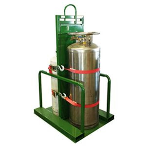 Liquid / Fuel Gas Cylinder Transport Pallet with Firewall - Forklift Access 4L-100FW