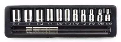 11 Piece 6 Point Standard Proferred 1/4" Drive Sae Socket Set
