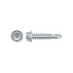#10-16 x 3/4" 410 Self-Drilling Stainless Steel Unslotted Indented Hex Washer Head, Passivated & Waxed #3-Point (4000/Bulk Pkg)