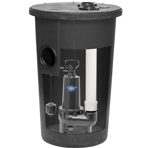 Decko 93020 1/2 HP Cast Iron Simplex Sewage Systems Pump & Basin - 80 GPM