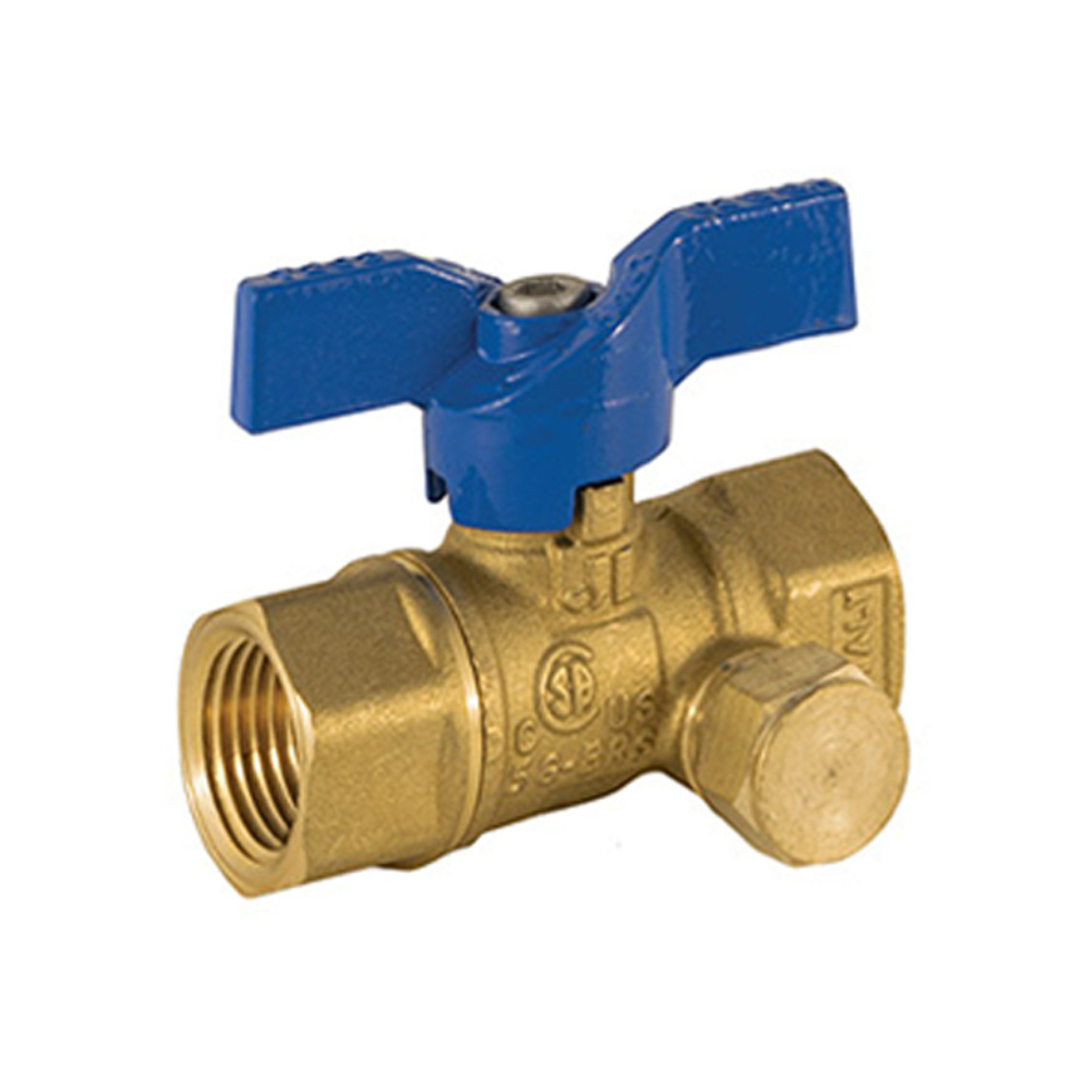 Jomar 102-301 1/4 Inch FIP 2 Piece Gas Ball Valve, 600 WOG, with Side Tap - Carton of 10