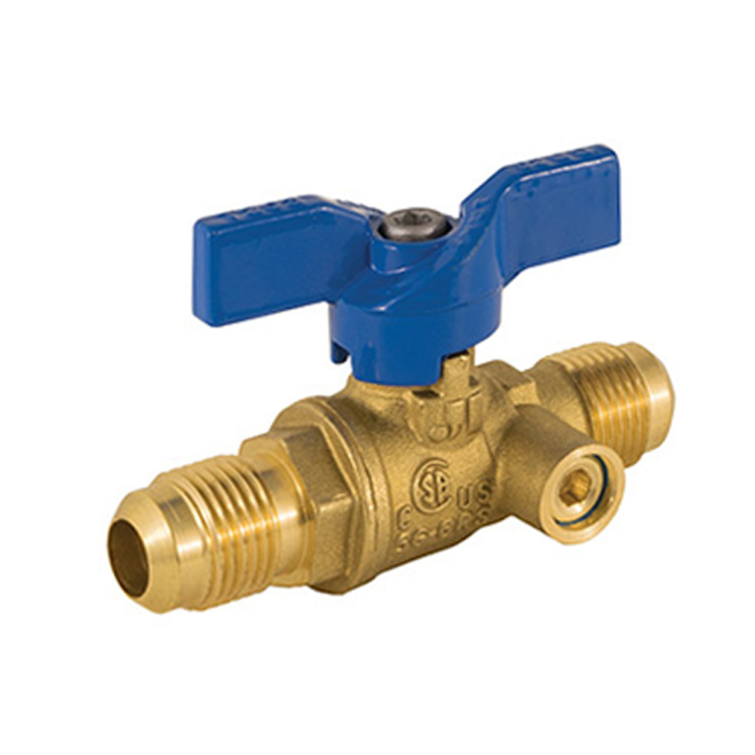 Jomar 102-404 5/8 Inch FL x FL 2 Piece Gas Ball Valve, 600 WOG, with Side Tap - Carton of 8