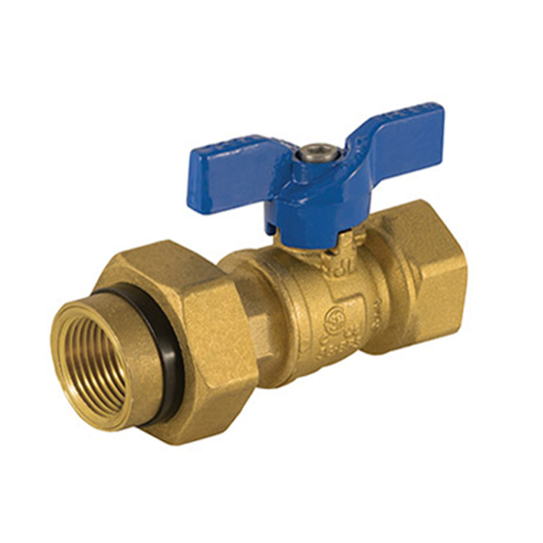 Jomar 101-403DU 1/2 Inch FIP x 1/2 Inch FIP 2 Piece Gas Ball Valve, Integrated Dielectric Union End, 600 WOG - Carton of 4