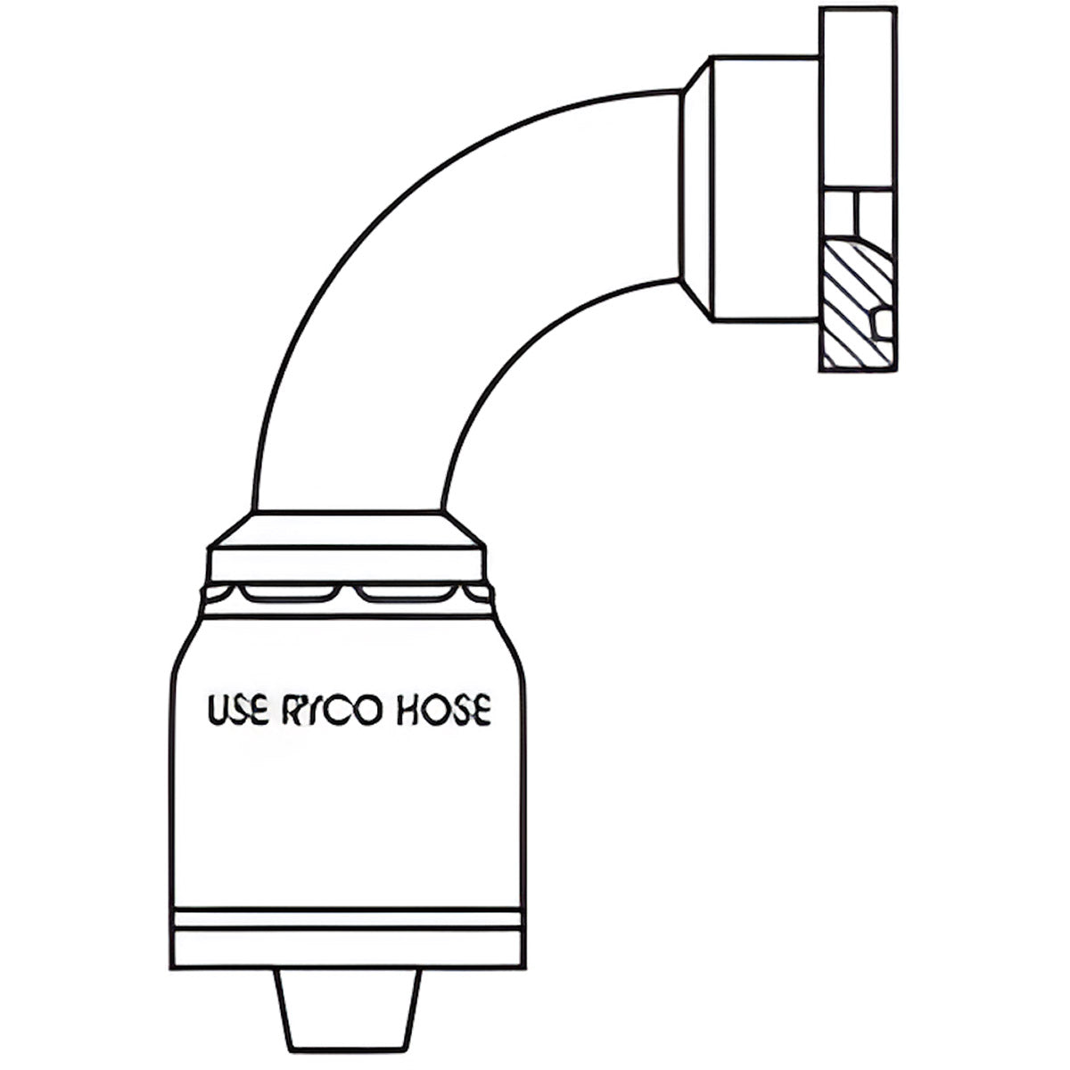 CODE 61 FLANGE 90 DEGREE BEND WITH 1 INCH THREAD FOR 3/4 INCH HOSE