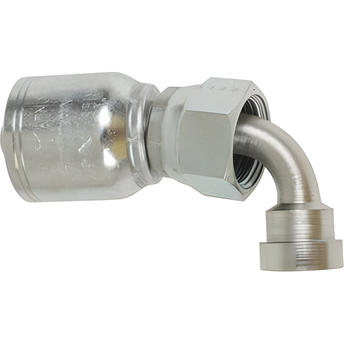 JIC FEMALE 90 DEGREE BEND WITH 9/16 INCH THREAD FOR 1/4 INCH HOSE