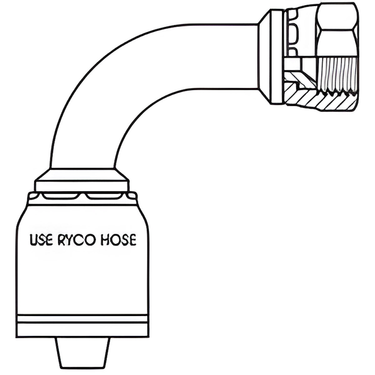 JIC FEMALE 90 DEGREE LONG BEND WITH 1-1/16 INCH THREAD FOR 3/4 INCH HOSE