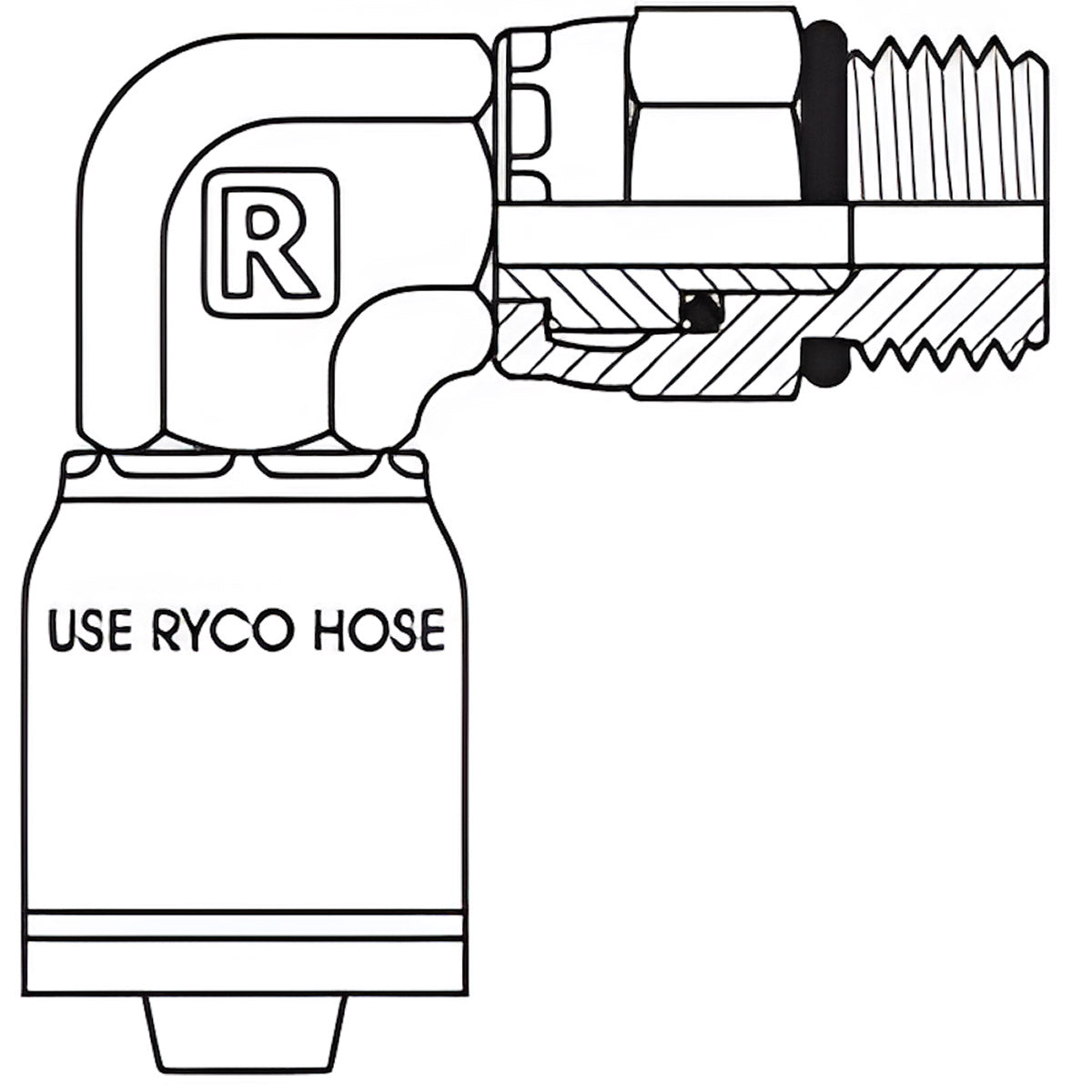 UN O-RING MALE SWIVEL 90 DEGREE ELBOW WITH 3/4 INCH THREAD FOR 1/2 INCH HOSE