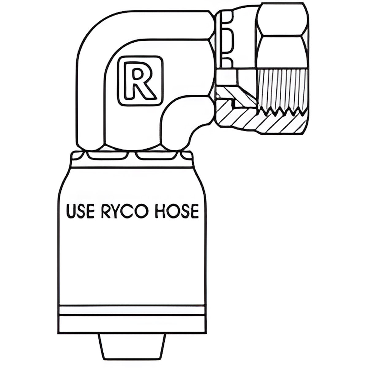 SAE FEMALE 90 ELBOW WITH 7/8 INCH THREAD FOR 3/8 INCH HOSE