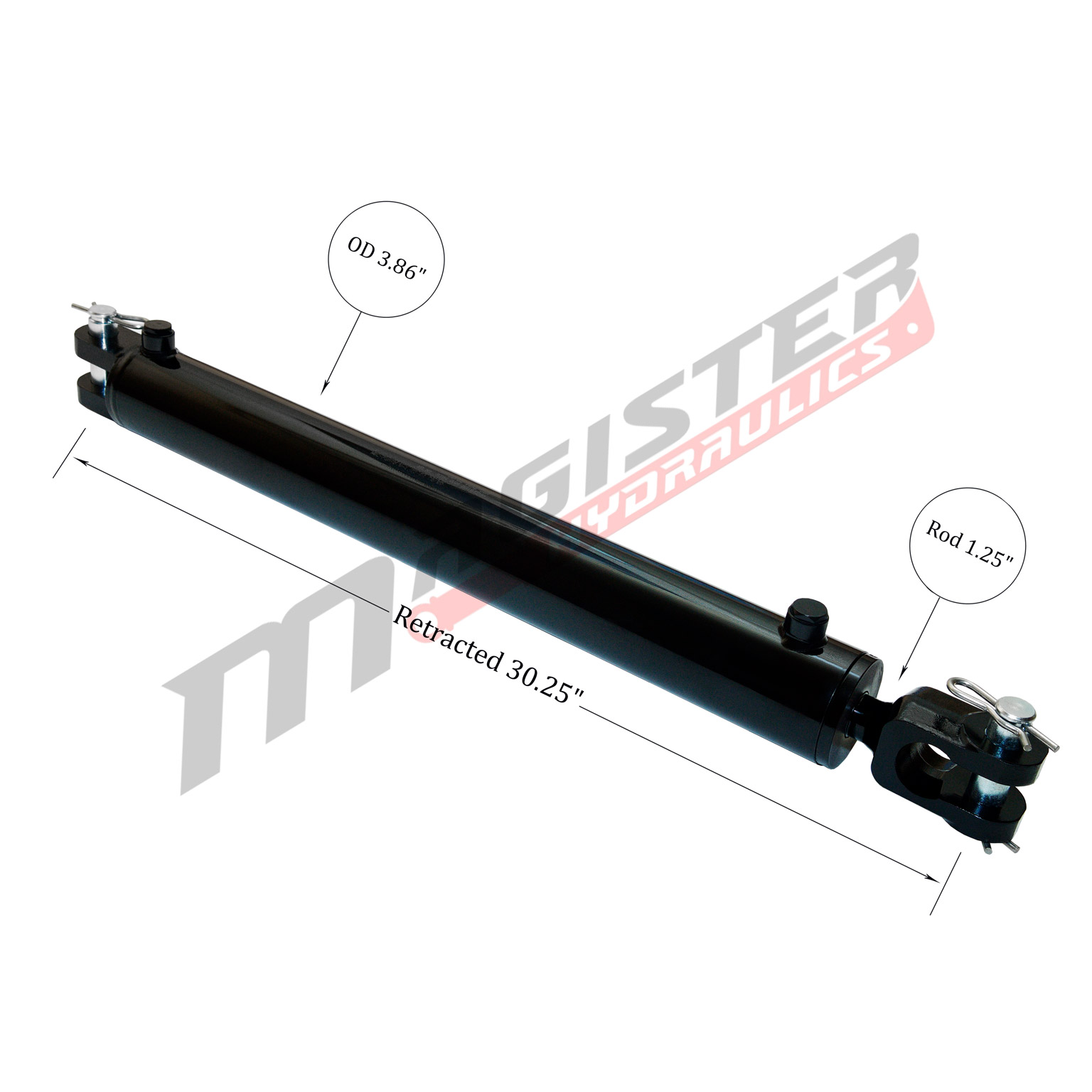 3.5" bore x 20" stroke ag clevis hydraulic cylinder