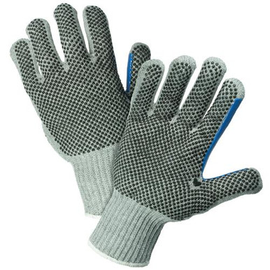 Heavy Weight 7 gauge Gray cotton/poly knit w/PVC Dotted 2 Sides & Reinforced Thumb Crotch712SKBSGT/S