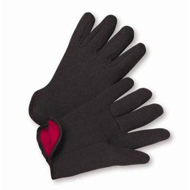 Cold Weather: Slip on Red Lined Brown Jersey Glove - Poly/Cotton - Men's 755C