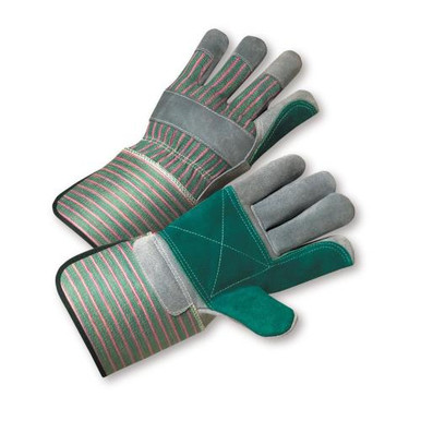 Double Palm Select Shoulder Leather Rubberized Gauntlet Cuff Glove - Green/Pink Fabric 800DP-A