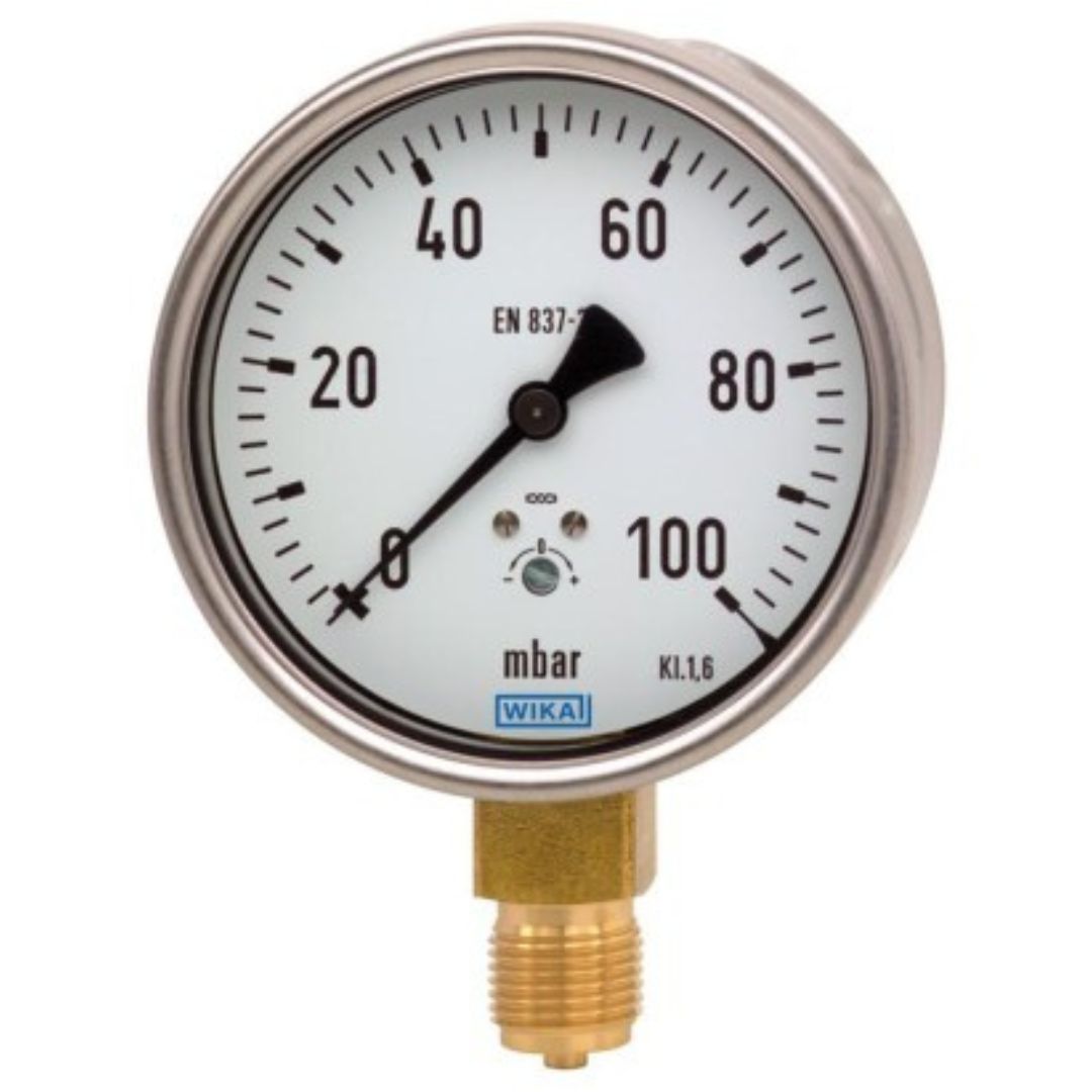 WIKA 4 Inch Bottom Mount Capsule Pressure Gauge 0-150 inH2O