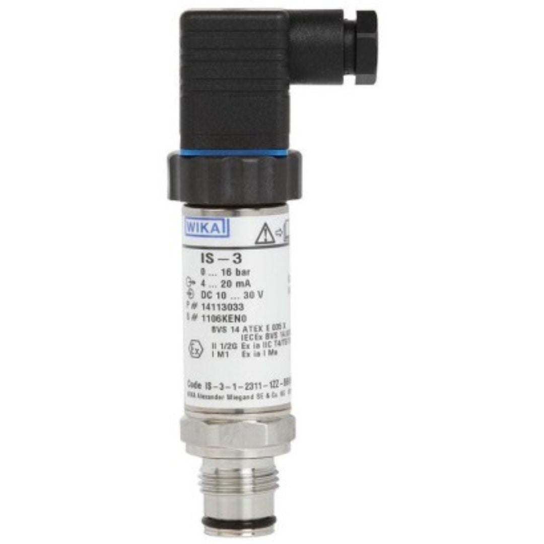 WIKA IS-3 Intrinsically Safe Pressure Transmitter, 1/4 Inch NPT, 4~20 MA, 0-15 PSI
