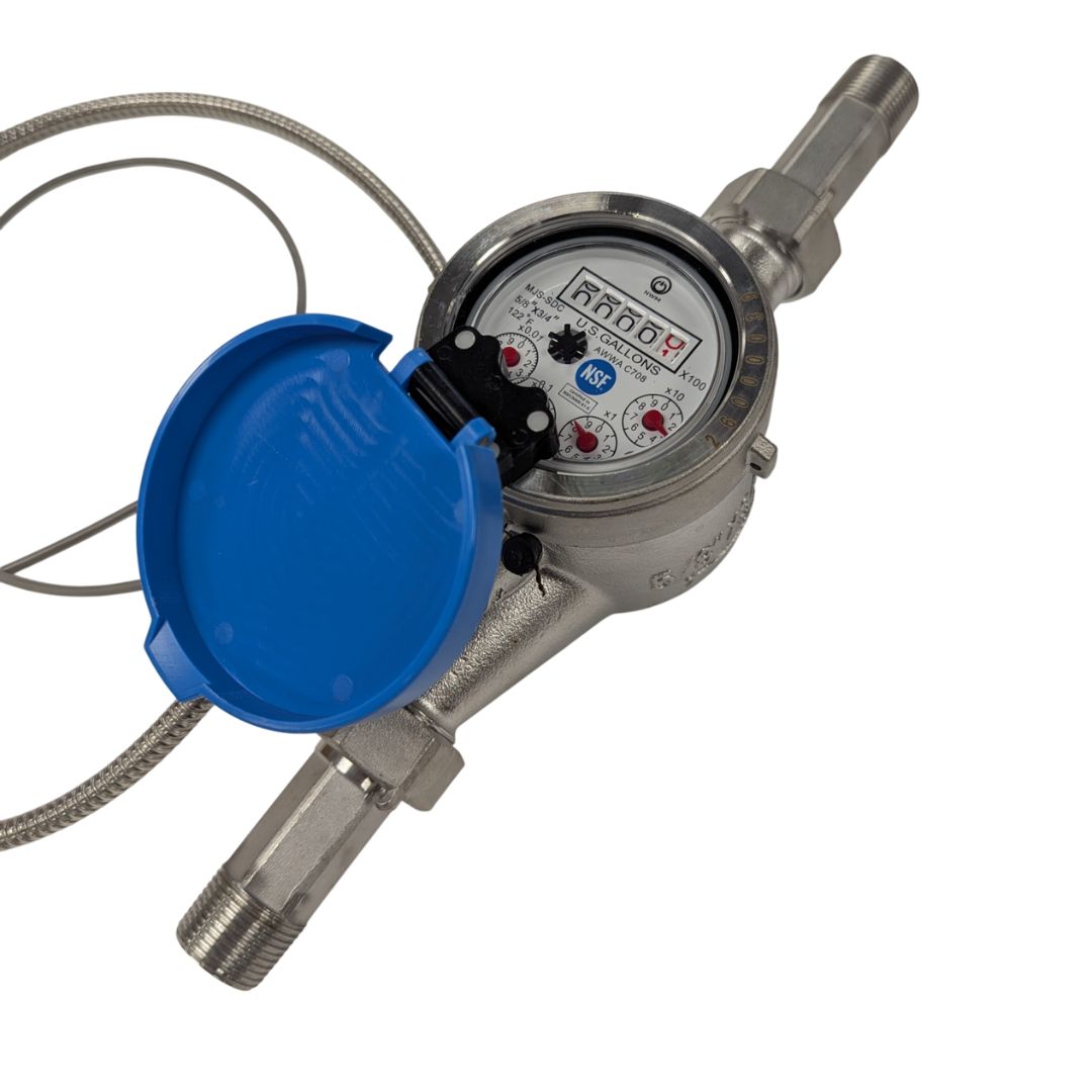 PRM 3/4 Inch NSF Certified Stainless Steel Multi-Jet Totalizing Water Meter with Pulse Output