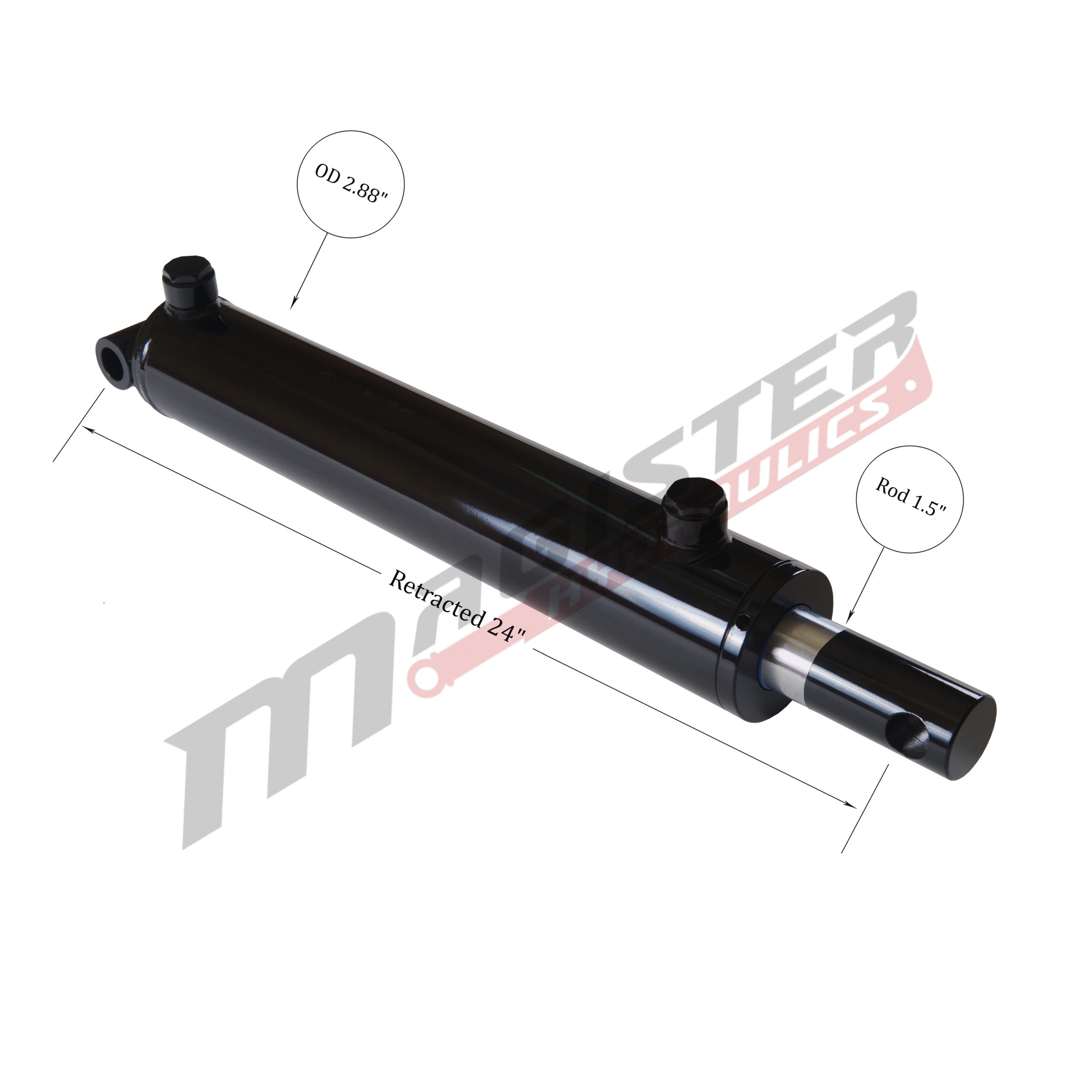 2.5" bore x 16" stroke pin eye hydraulic cylinder